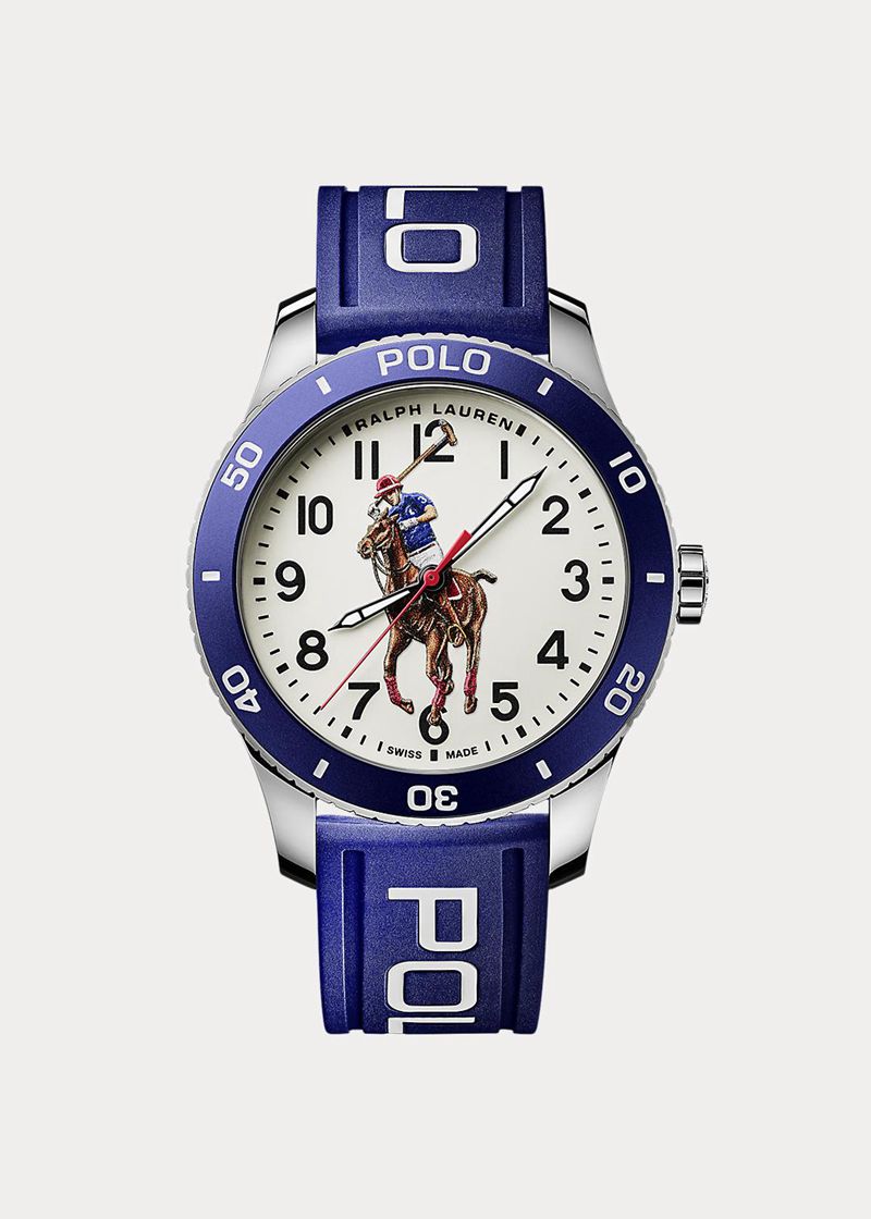 ポロ ラルフ ローレン 時計 メンズ 白 Polo Watch Blue Bezel White Dial BZSAX0396